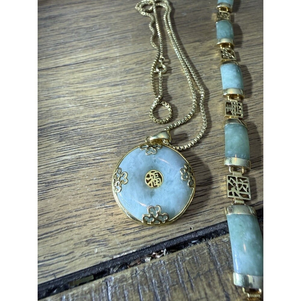 Jade Good Fortune Bracelet & Necklace By PJA 17” Necklace 7.25 Bracelet